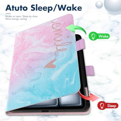 Dteck for iPad Air 13-inch Case 2024,iPad Case 12.9 inch Pro 6th/5th/4th/3rd Gen 2022/2021/2020/2018,Premium PU Leather Folio Stand Cover with Pencil Holder Auto Wake/Sleep Protective Cases,Marble - color: 01 Marble