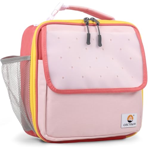 CaCTOUR Lunch Box Kids,Fun Color Lunch Box for Girls,Large Soft Cooler Lunch Bag for Kids,Back to School Thermal Insulated Lunch Tote Bag for School Daycare Outdoor (Pink Red) - color: Pink Red