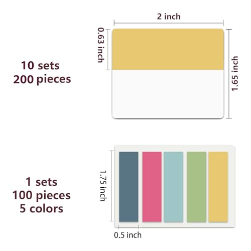 ELII 300 PCS Sticky Index Tabs 2 Inch Book Tabs,Clear Sticky Notes Classic | Pages Notebooks, File Tabs Self Adhesive,Writable and Repositionable,Self Adhesive,Smooth Writing,Transparent,Waterproof - color: Classic