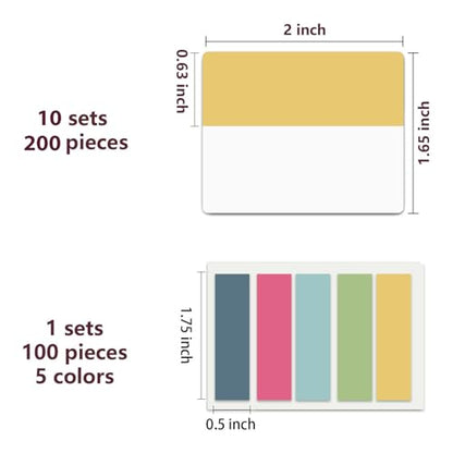 ELII 300 PCS Sticky Index Tabs 2 Inch Book Tabs,Clear Sticky Notes Classic | Pages Notebooks, File Tabs Self Adhesive,Writable and Repositionable,Self Adhesive,Smooth Writing,Transparent,Waterproof - color: Classic