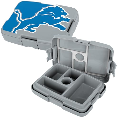 FOCO NFL Unisex-Adult Officially Licensed 2-Tone Big Logo Team Color Football Leak Proof 5 Compartment Bento Lunch Box - Detroit Lions - color: Detroit Lions
