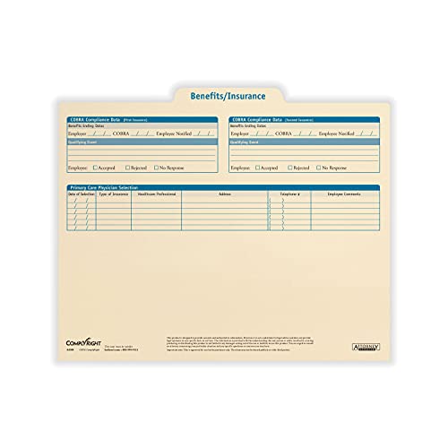 ComplyRight Benefits/Insurance Folder, Landscape, Pack of 25 | 9-1/2" x 11-3/4", Document Filing Folder for Businesses, HR Employee Management Documentation Office Supplies - style: Benefits/Insurance