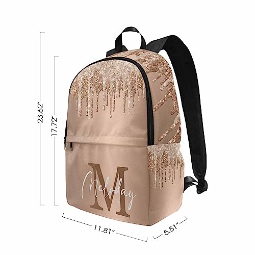 Custom Backpack for Kids, Personalized Golden Sparkle Glitter Initial Bag Schoolbag Casual Daypack Customized Name Lunch Box Bag Travel Laptop Bag Backpack for Daughter Son Teens Travel Picnic - color: Multi 16