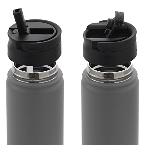 JoyJolt Triple Insulated Water Bottle with Straw Lid AND Flip Lid! 22oz Water Bottle, 12 Hour Hot/Cold Vacuum Insulated Stainless Steel Water Bottle. BPA-Free Leakproof Water Bottles - Thermos Bottle - color: Matte White, size: 22 Ounces