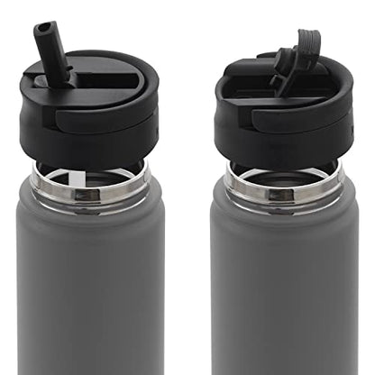 JoyJolt Triple Insulated Water Bottle with Straw Lid AND Flip Lid! 22oz Water Bottle, 12 Hour Hot/Cold Vacuum Insulated Stainless Steel Water Bottle. BPA-Free Leakproof Water Bottles - Thermos Bottle - color: Matte White, size: 22 Ounces