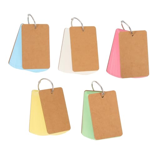 5PCS Blank Flash Cards for DIY Memory and Writing Portable Index Cards Binder Rings Creative Classroom Essentials for Teachers and Students