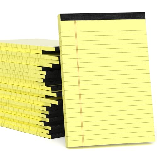 24 Pack Small Legal Pads 5x8 Yellow Note Pads 5x8 College Ruled Notepad Yellow Writing Pads 5x8 Small Pads of Paper Lined Paper Pads 80 GSM Paper Tablets 5x8" Lined Notepads With 30 Sheets Per Pad - color: Yellow-24P