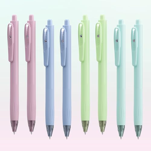 WRITECH Gel Pens Fine Point: Retractable Black Ink Pen Smooth Writing 8ct 0.7mm Medium Point Tip for Journaling Note Taking No Bleed & Smear & Smudge Vivid Color Barrel Silent Click Peekaboo Set