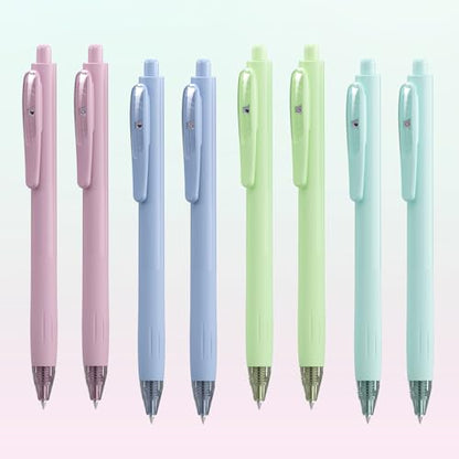 WRITECH Gel Pens Fine Point: Retractable Black Ink Pen Smooth Writing 8ct 0.7mm Medium Point Tip for Journaling Note Taking No Bleed & Smear & Smudge Vivid Color Barrel Silent Click Peekaboo Set