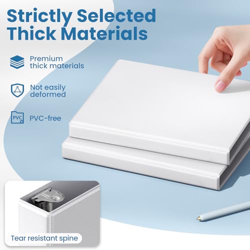SUNEE 3 Ring Binder, 1/2 Inch D Ring, Clear View PVC-Free (Fit 8.5x11 Inches), White, 1 Pack - color: White, size: 0.5 Inch, style: 1 Pack