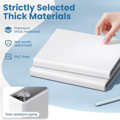 SUNEE 3 Ring Binder, 1/2 Inch D Ring, Clear View PVC-Free (Fit 8.5x11 Inches), White, 1 Pack - color: White, size: 0.5 Inch, style: 1 Pack