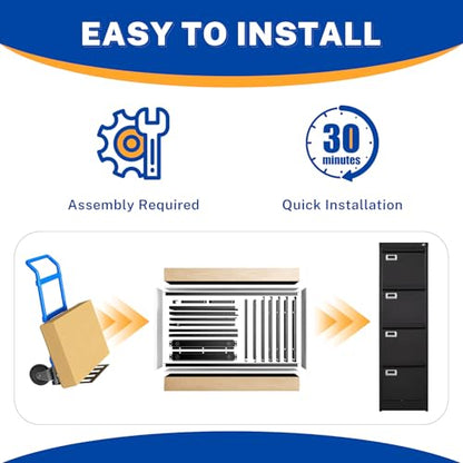 BYNSOE 4 Drawer File Cabinet with Lock Metal Vertical File Cabinet Office Home Vertical File Cabinet for A4 Legal/Letter Size Narrow File Cabinet Locked,Assembly Required (Black, 4 Drawers- Vertical) - color: Black, size: 4 Drawers