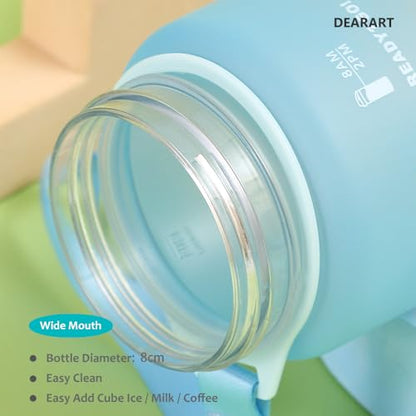 DEARART 2-Pack 32oz Purple-Mix Water Bottle & 24oz Blue Water Bottle BPA FREE Hidden Cup Mouth Has Handle Easy Carried, Suit School Office Walking Yoga Gym Working etc.