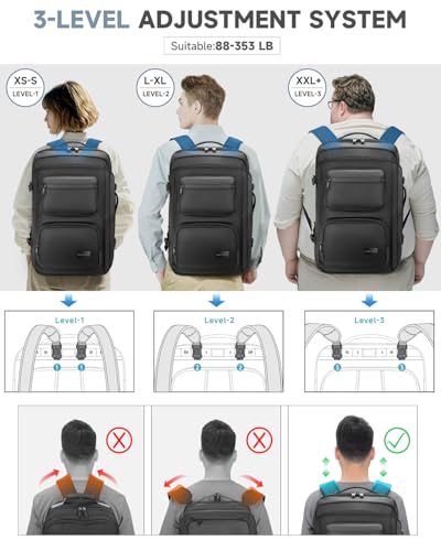 Carry on backpack with wheels, Rolling backpack with Dry-Wet Pocket, TSA Lock, Laptop Compartment, Water-Resistant for Men Women, Work, Air Travel（3-Piece Set-Includes Toiletry & Storage Bag） - color: Black-two