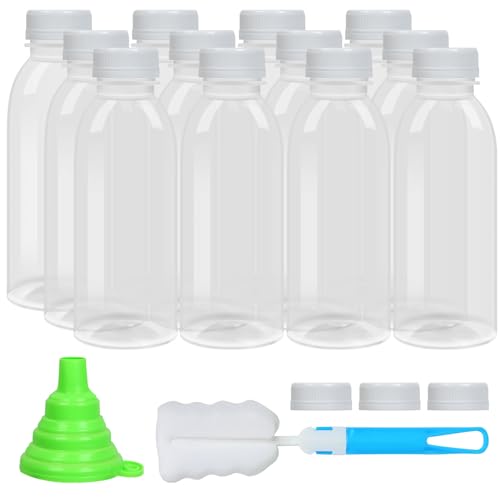 EONJOE 12pk 16oz Dishwasher Safe Plastic Bottles With Lid for Juice & Milk | BPA free ,Durable food-grade PP5 bottles. Dishwasher & freezer safe, heat-resistant for hot or cold drinks, leak-proof caps. - color: 12pcs-16oz