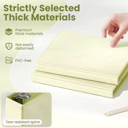 SUNEE 3 Ring Binder, 1/2 Inch D Ring, Clear View PVC-Free (Fit 8.5x11 Inches), Green, 1 Pack - color: Yellow, size: 0.5 Inch, style: 1 Pack