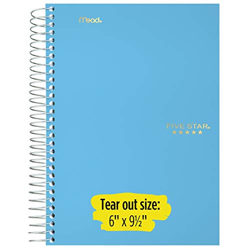 Five Star Spiral Notebook, 5 Subject, College Ruled Paper, 9-1/2" x 6", Blue (73659) - color: Cobalt Blue