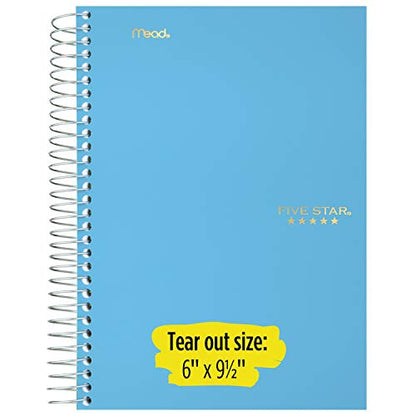 Five Star Spiral Notebook, 5 Subject, College Ruled Paper, 9-1/2" x 6", Blue (73659) - color: Cobalt Blue
