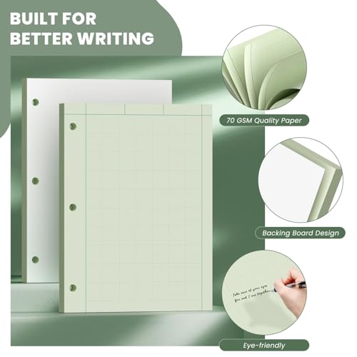 Engineering Notebook, 6 Pcs Engineering Paper 8.5 x 11, 5x5 Quad Ruled | Top Glue Binding Engineering Computation Pad 8.5 x 11, 3-Hole Punched Grid Paper, Graph Paper Notebook 100 Sheets Per Pad - style: 6 Pack - 600 Sheets