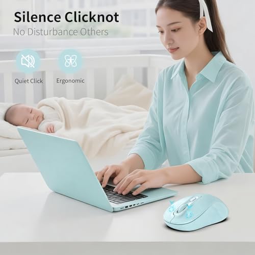 Wireless Mouse, 2026 New Model, Silent Click Ergonomic Design, Portable, 4 Buttons, Adjustable DPI (800/1200/1600), for Laptop/PC/Office (Blue) - color: blue
