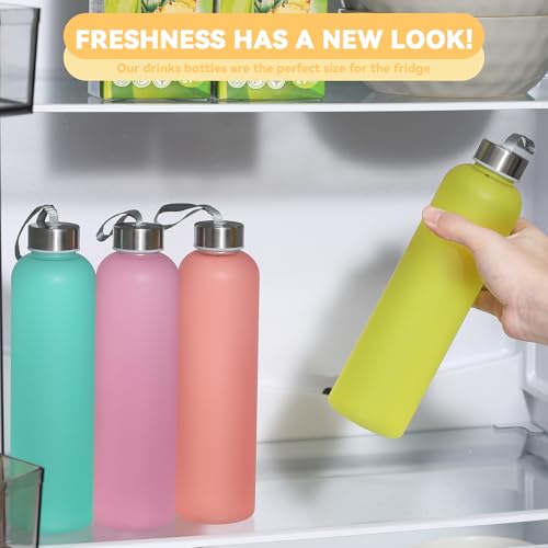 novelinks 8 Pack 27OZ Frosted Water Bottles with Stainless Steel Silver Lid,Leakproof Gym Bottles, Reusable Sport Water Jug for Fitness Camping Office - color: Frosted-27oz-8Pack