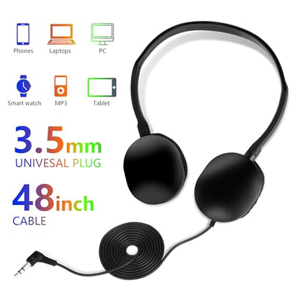 Kids Headphones Bulk 30 Pack for School Students Children | Wholesale Wired Headphones for Classroom,Group Learning, Computer Lab, Library, Online Lesson and Testing 3.5mm Jack (Black) - color: H003 Black Headphones