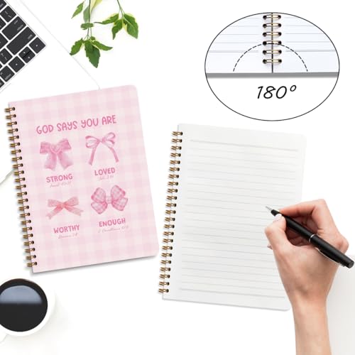 2 Packs Pink Bow Bible Spiral Notebook College Ruled Trendy Notebook Journal Preppy Coquette Christian Gifts for Women Teen Girls Note Books Journals for Writing Journaling Notebooks Office Supplies - color: Multi 1310