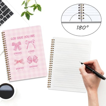 2 Packs Pink Bow Bible Spiral Notebook College Ruled Trendy Notebook Journal Preppy Coquette Christian Gifts for Women Teen Girls Note Books Journals for Writing Journaling Notebooks Office Supplies - color: Multi 1310