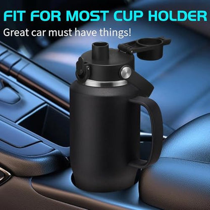 Insulated Water Bottle 32 OZ - with Straw & Pop-up Spout Lid, Keep Cold-48H Hot-12H, Stainless-Steel with handle for Women Men, Metal Flask Water Bottle Fits in Cup Holder - color: Black&Grey with handle, size: 32 Ounces