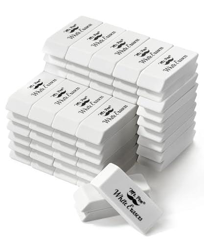 Mr. Pen- White Pencil Eraser Bulk, 72 Pack | Large Latex Free Block Erasers Bulk for School, Office, Art Sketching, Homework, Exams, Clean Smudge-Free Correction - color: White, size: 72 Pack