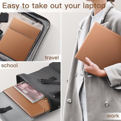 JETech Slim Laptop Sleeve for MacBook Neo (A18 Pro), MacBook Pro 14-Inch(M1-M5, 2020-2026), PU Leather Case with Magnetic Closure (Brown) - color: Brown, size: 14-Inch