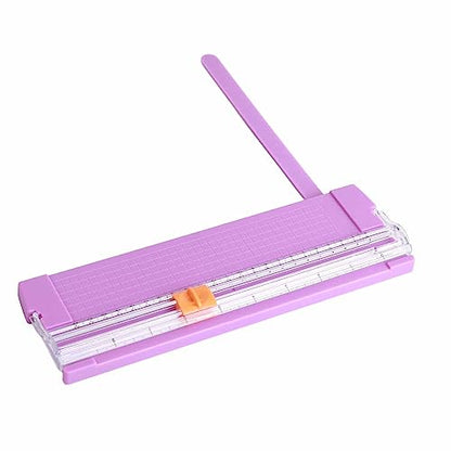 Paper Cutter Efficient Light Duty Mini Folding Trimmer Clear Scale for Scrapbook Supplies Craft Paper Trimmer for Cardstock, 5 Color Options (Purple) - color: Purple