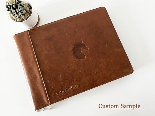 Personalized Oil Brown 3 Ring Check Book Binder - Business Checkbook Holder, Engraved, Zippered, Fits 3 & 9 Holes, 3 on a Page - color: Oil Brown, size: Custom