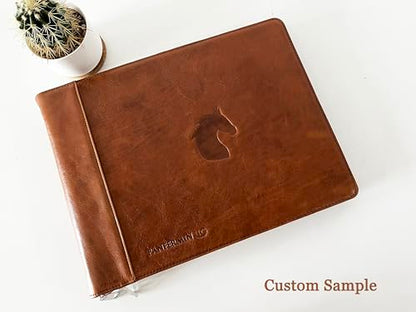 Personalized Oil Brown 3 Ring Check Book Binder - Business Checkbook Holder, Engraved, Zippered, Fits 3 & 9 Holes, 3 on a Page - color: Oil Brown, size: Custom