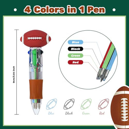 24 Pcs Football Party Favors Football Multicolor Pen in One 4-in-1 Cute Fun Pens Bulk Kawaii Ballpoint Pen for Sports Goodie Bags Stuffers (Football) - style: Football