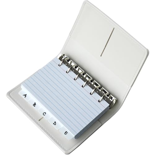 3x5 Lined Index Cards with Ring Binder Holder and Dividers, 100 Note Cards, White - color: White