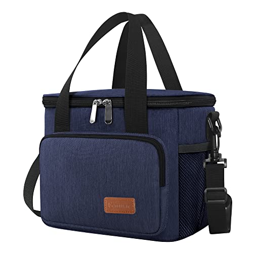 Femuar Lunch Bags for Women/Men, Insulated Lunch Bag for Work Office Picnic - Lunch Cooler Bag Leakproof Lunch Box with Adjustable Shoulder Strap - Dark Blue - color: Dark Blue, size: Medium Size