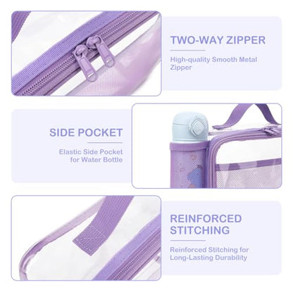 FlowFly Kids Lunch box Insulated Soft Bag Mini Cooler Back to School Thermal Meal Tote Kit for Girls, Boys,ClearPurple - color: ClearPurple