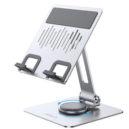 JETech Tablet Stand, Adjustable Swivel Desktop Holder with 360 Degree Rotating Base, Foldable Cradle for iPad/iPad Air/Pro/Mini, Galaxy Tab A11/A9/S11/S10 FE, Tab/Phones(4-13"), Silver - color: Silver