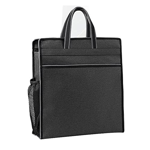 Oxford Zippered Document Bag with Handle File Tote Bag Pouch for Carrying Paper Files Books Filing Folder 1 Pack (Black) - color: Black
