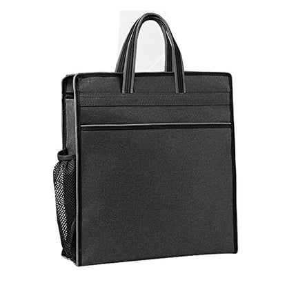 Oxford Zippered Document Bag with Handle File Tote Bag Pouch for Carrying Paper Files Books Filing Folder 1 Pack (Black) - color: Black