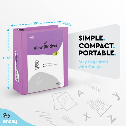 Enday 2 Inch 3 Ring Binder, Purple Heavy Duty Three Ring Binder, 480 Sheets Capacity - 2 Inch Binder for Home School and Office. - color: Purple, size: 2-Inch