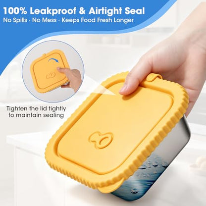 4 Pack 32oz Stainless Steel Sandwich Containers with Silicone Lids | Metal Snack Bento Box, Leakproof, Meal Prep, Office Lunch, Travel, Picnic, Stackable, Dishwasher Safe, BPA Free - color: 4pack-A