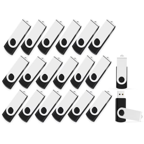 USB Flash Drive 2G 20 Pack Bulk USB 2.0 Flash Drives Thumb Drive Swivel Memory Stick Jump Drive Pen Drive Zip Drive - color: Black
