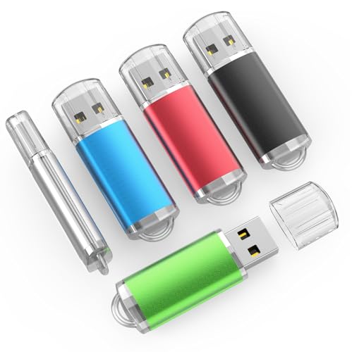 TOPESEL 5 Pack 64GB USB 2.0 Flash Drive Memory Stick USB Drive Jump Drive USB Storage Flash Drives Pen Drive Thumb Drives for Desktop, Laptop, Tablet (5 Mixed Colors: Black Blue Green Red Silver) - color: 5 Pack, size: 64GB-2.0