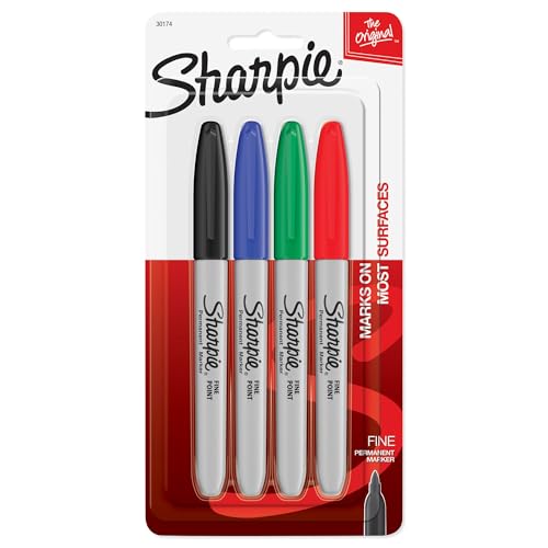 "Sharpie Fine Point Permanent Markers 4/Pkg-Red, Blue, Black, Green"
