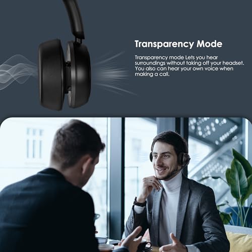 Upgrade ANC & ENC Wireless Headset with Mic for Work(Flip-to-Mute & Dongle) | Headset with Microphone for PC, Bluetooth 5.4 Noise Cancelling Headphones with Mic for Call Center/Home/Computer/Phones