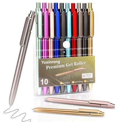10 Pcs Black Gel Pens 0.5mm Gel Ink Pens Bulk Fine Point Quick Drying Pens | Smooth Writing, Retractable Roller Ball Gel Pen,Color ABS Case with Pocket Clip for Office Back-To-School Season - color: Multicolor