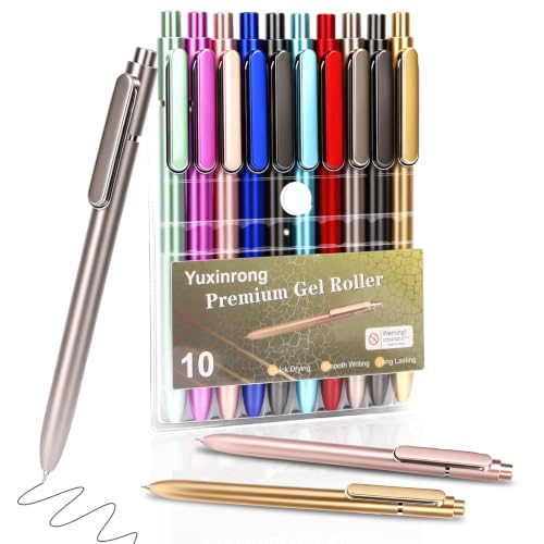 10 Pcs Black Gel Pens 0.5mm Gel Ink Pens Bulk Fine Point Quick Drying Pens | Smooth Writing, Retractable Roller Ball Gel Pen,Color ABS Case with Pocket Clip for Office Back-To-School Season - color: Multicolor