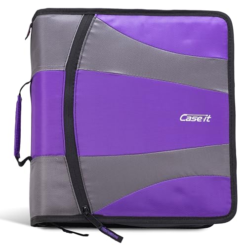Case-it The Dual 2.0 2-in-1 Zipper Binder | Two 2-Inch D-Rings, 700 Sheet Capacity, 5-Subject Expanding File Folder, Multiple Pockets & Storage Organizer, Shoulder Strap | Dual-301 Deep Purple - color: Deep Purple, size: 1 Pack